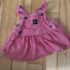 EUC Baby B’gosh Infant Girls Red/White Striped Twill Jumper Dress - 3M